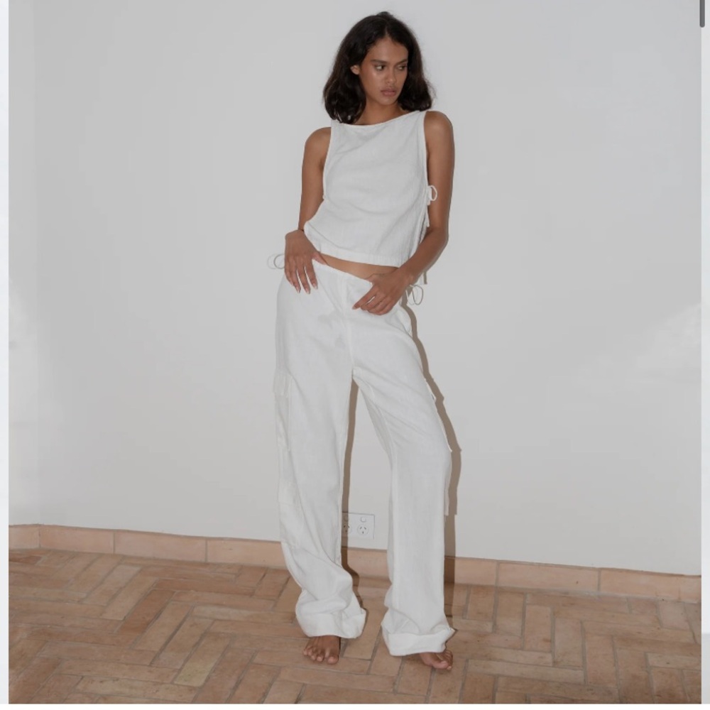 One mile Evie Trousers Off White Cropped Size 6